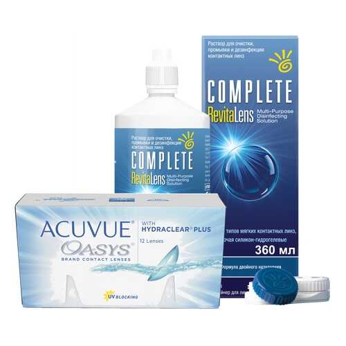 Контактные линзы Acuvue Oasys 12 линз R 8.4 -11.50 + Раствор Complete RevitaLens 360 мл в Фармакопейка